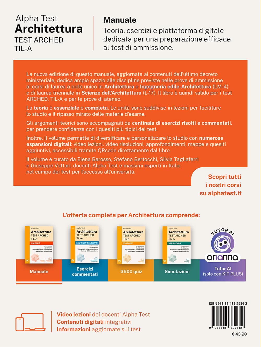 Copertina del libro: "Alpha Test Architettura ARCHED, TIL-A - Manuale", in prevendita