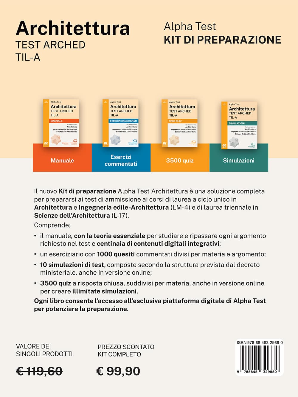 Copertina del libro: "Alpha Test Architettura ARCHED, TIL-A - Kit di preparazione", disponibile