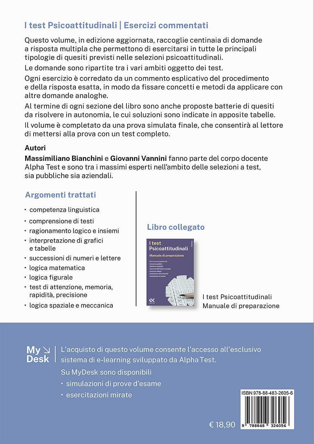 Copertina del libro: "I test Psicoattitudinali - Esercizi commentati", disponibile