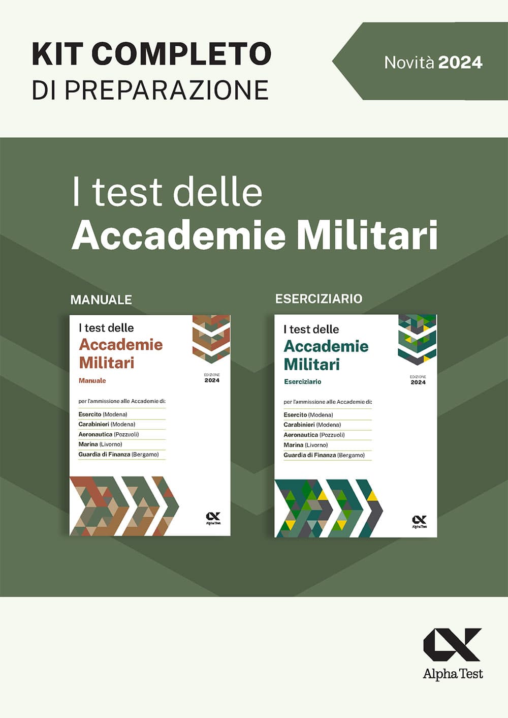 Copertina del libro: "I test delle Accademie Militari - Kit di preparazione", disponibile