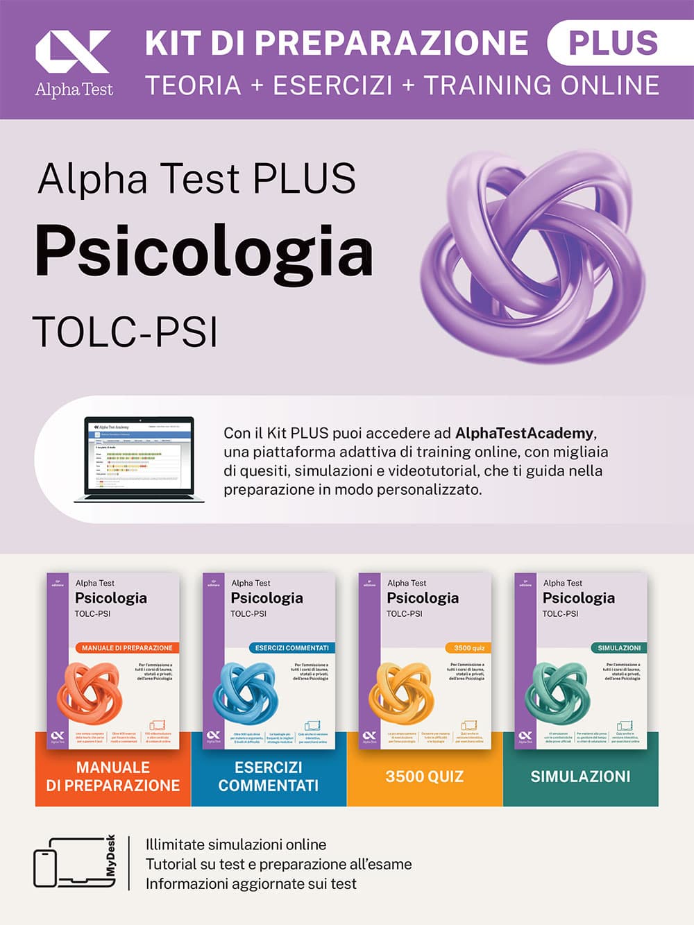 Copertina del libro: "Alpha Test Plus Psicologia TOLC-PSI - Kit di preparazione Plus", disponibile