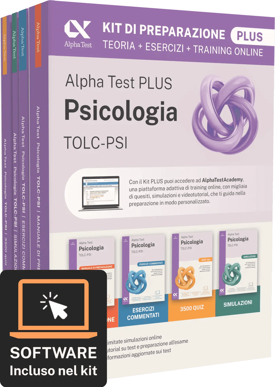 Copertina del libro: "Alpha Test Plus Psicologia TOLC-PSI - Kit di preparazione Plus", disponibile