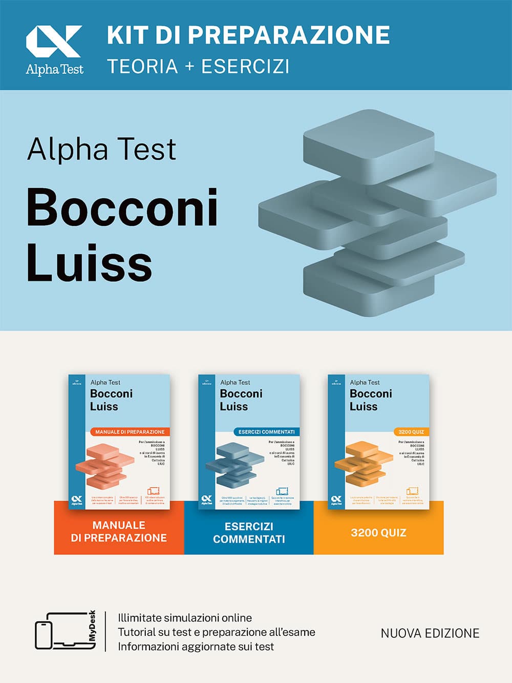 Copertina del libro: "Alpha Test Bocconi Luiss - Kit di preparazione", disponibile