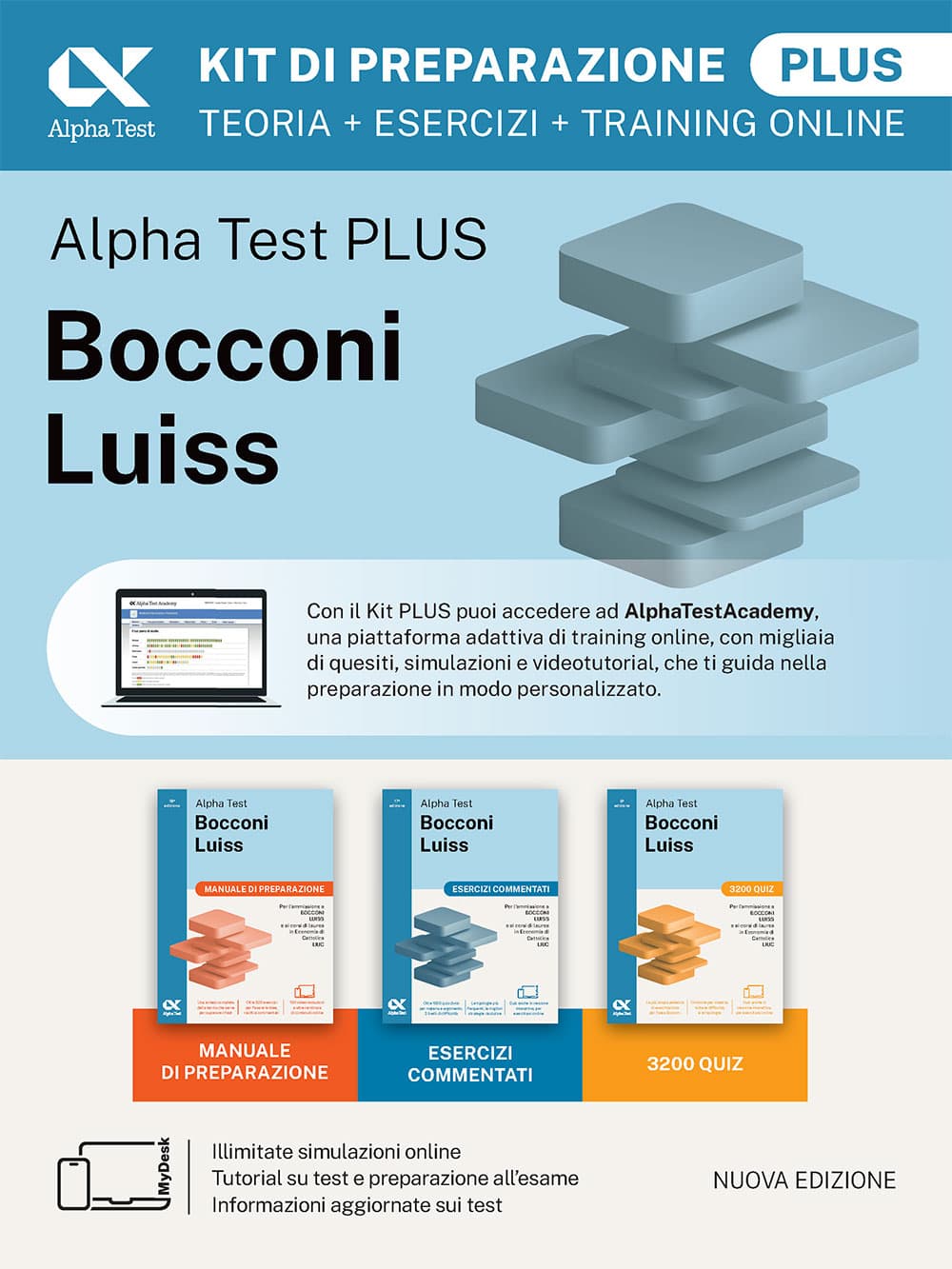 Copertina del libro: "Alpha Test PLUS Bocconi Luiss - Kit di preparazione plus", disponibile