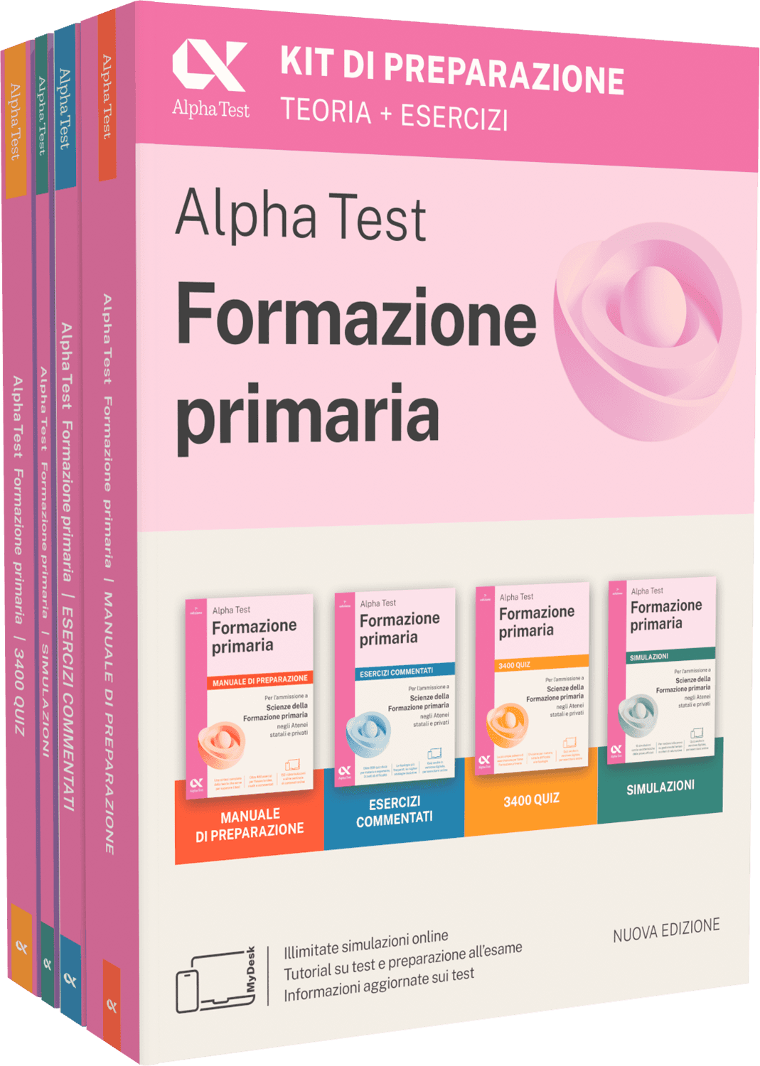 Copertina del libro: "Alpha Test Formazione Primaria - Kit di preparazione", disponibile