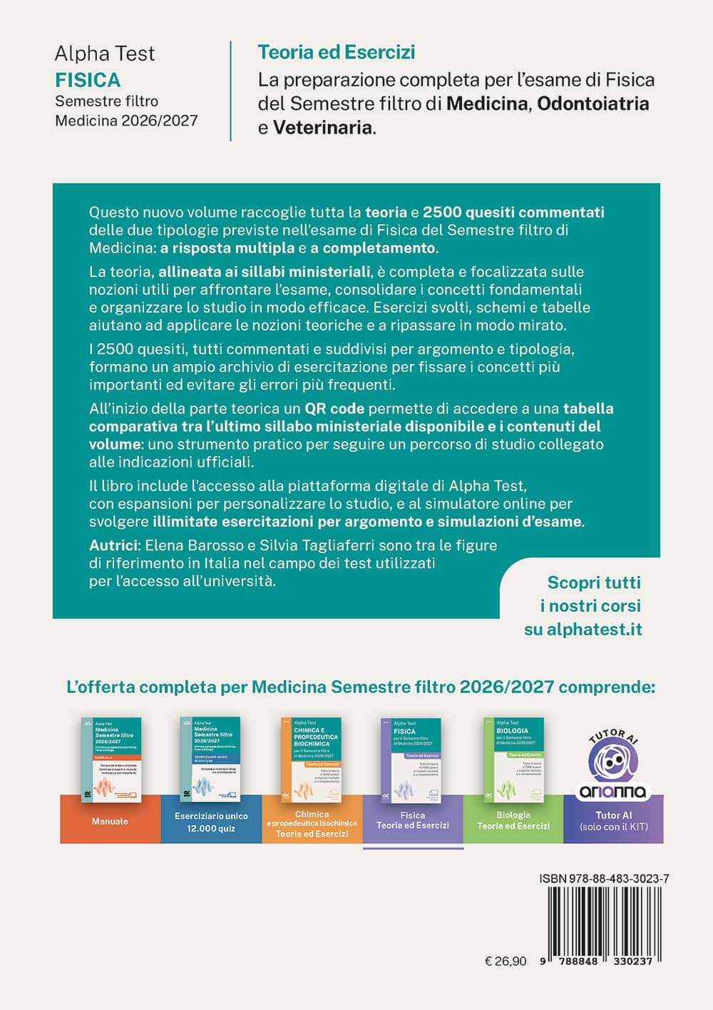 Copertina del libro: "Alpha Test Fisica per il Semestre Filtro di Medicina 2026/2027", in prevendita