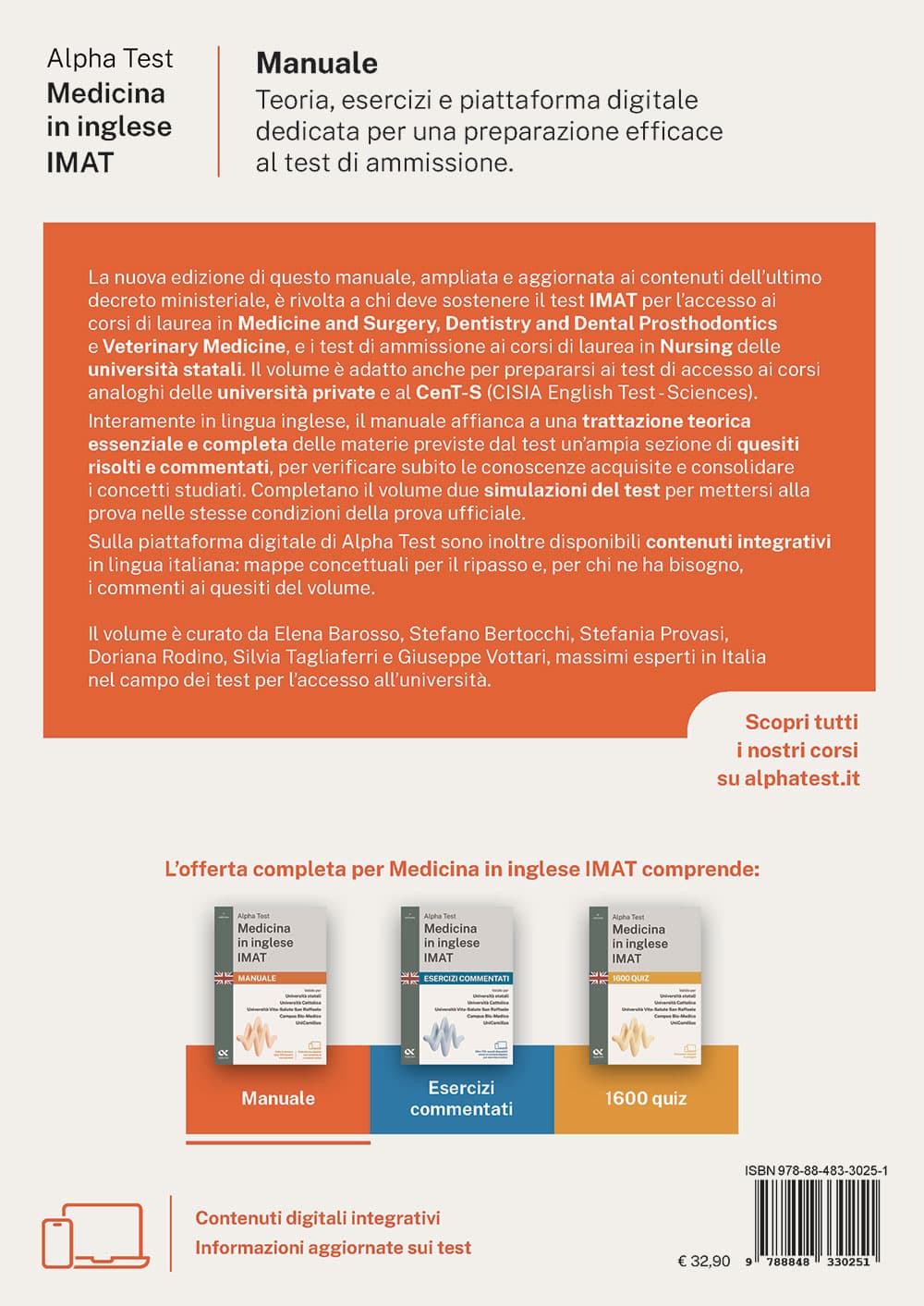Copertina del libro: "Alpha Test Medicina in inglese IMAT - Manuale ", in prevendita