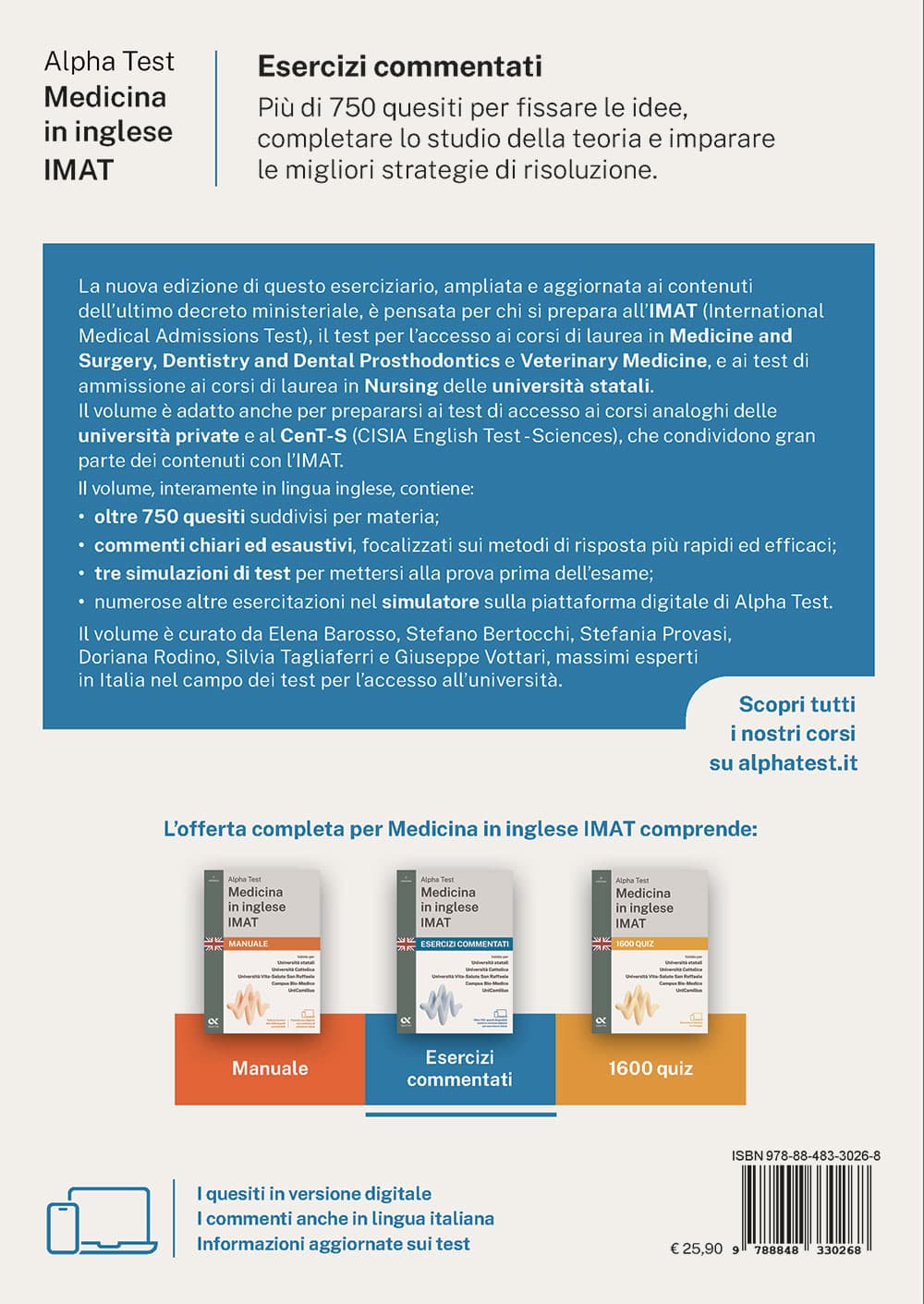 Copertina del libro: "Alpha Test Medicina in inglese IMAT - Esercizi commentati", in prevendita