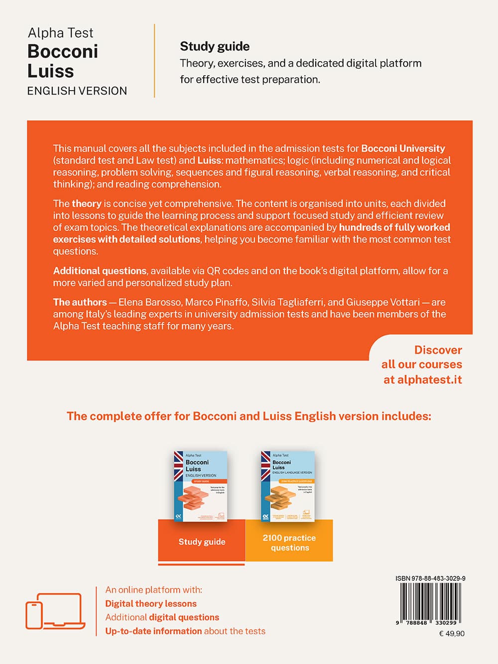 Copertina del libro: "Alpha Test Bocconi Luiss English version - Study guide", in prevendita