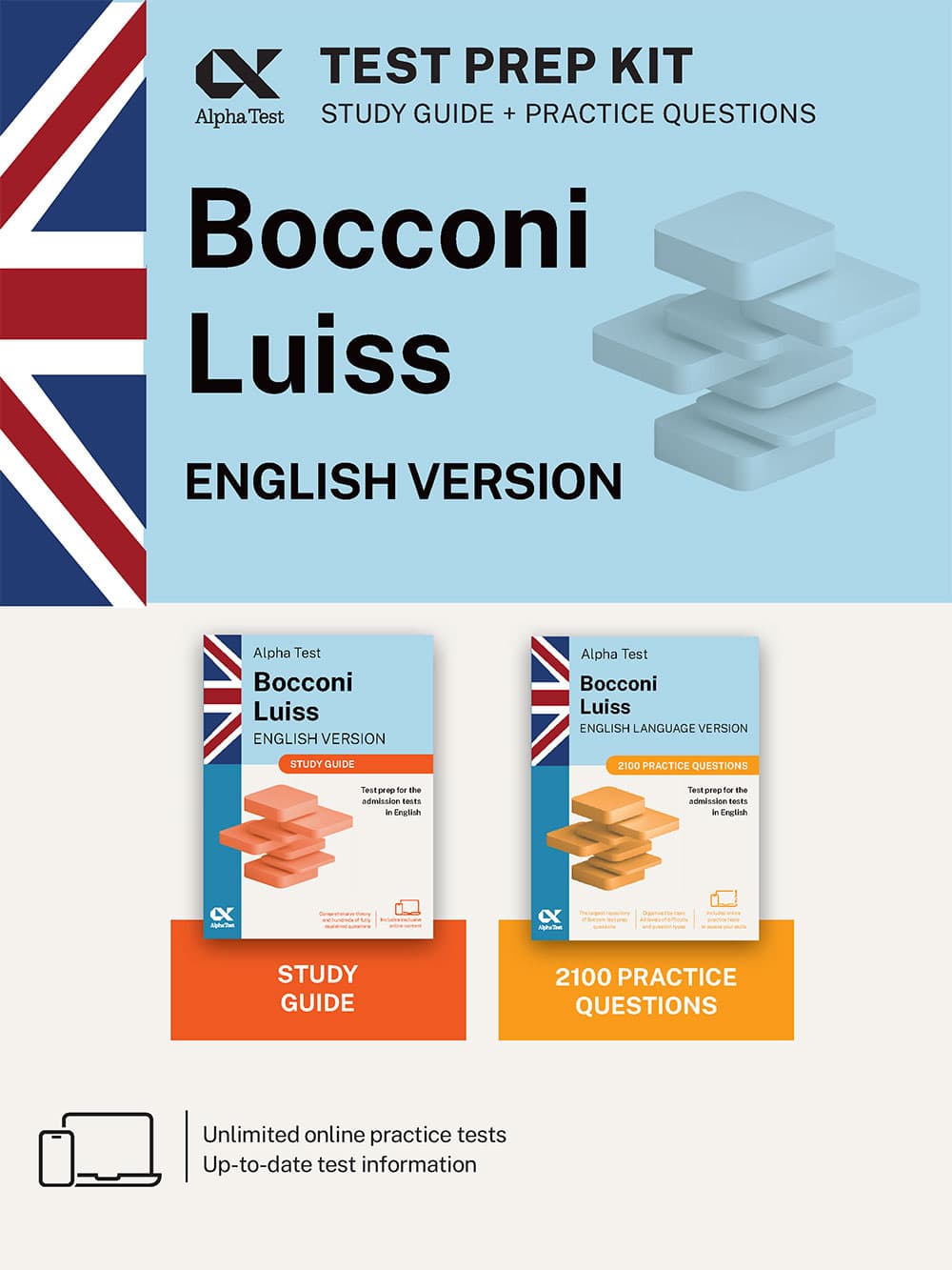 Copertina del libro: "Alpha Test Bocconi Luiss English version - Test Prep Kit", in prevendita